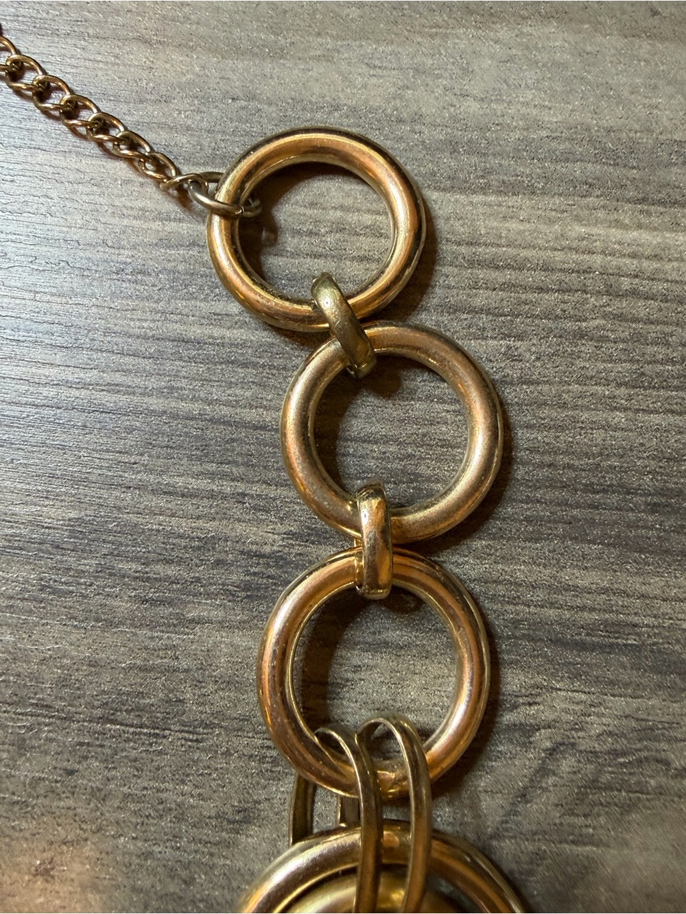 Vintage Saks Fifth Avenue Statement necklace #946 gold tone rings - Picture 8 of 11